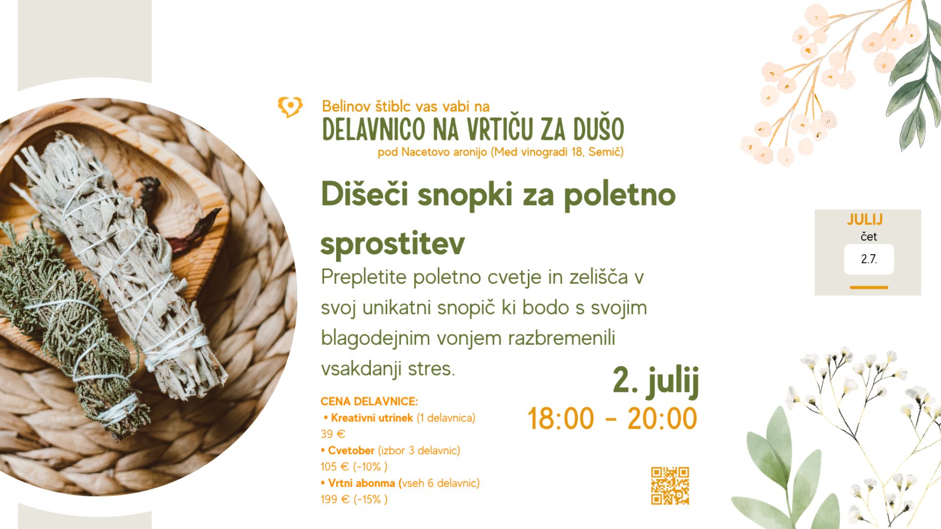 DIŠEČI SNOPKI ZA POLETNO SPROSTITEV
