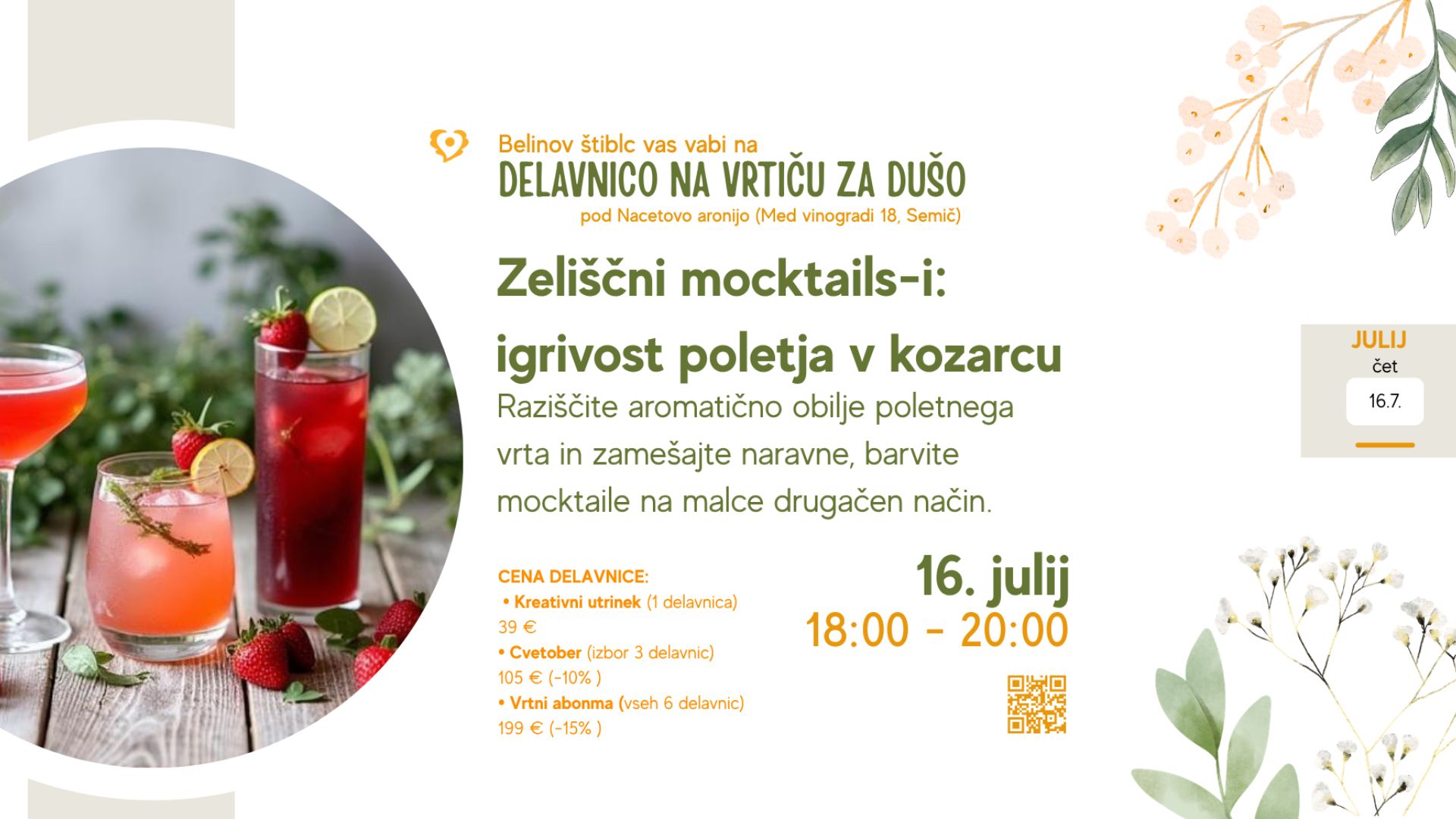 ZELIŠČNI MOCKTAILS-I - IGRIVOST POLETJA V KOZARCU