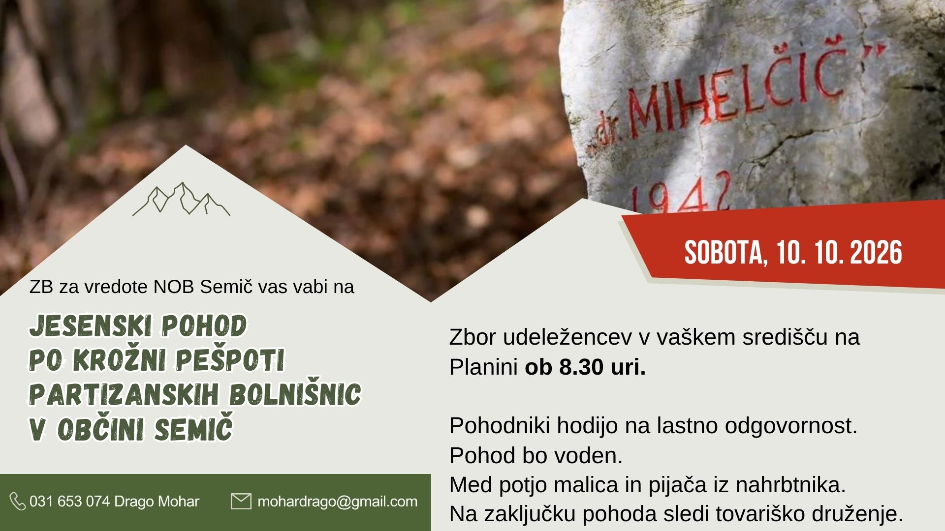 Pohod po krožni pešpoti partizanskih bolnišnic v Občini Semič